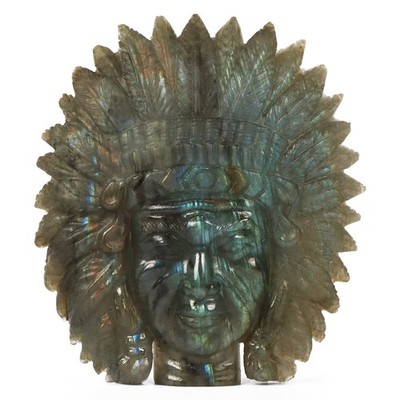 SMQ 2.5'' Labradorite Crystal Indian Chiefs Decor Skull Figurines,Hand Carved ...