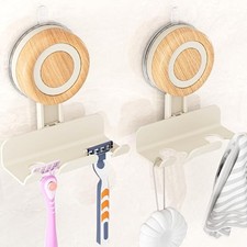 Razor Holder for Shower Suction Cup Shaver Holder for Wall, 2 Pack Beige