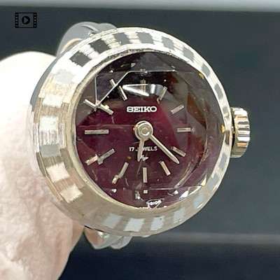 Vintage SEIKO 11-0290 Ring Watch Purple Manual Winding 19mm【N.MINT】-US Stock