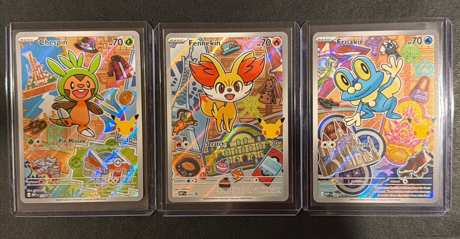 Pokemon First Partner Illustration Series Chespin Fennekin Froakie 058 059 060