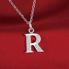 925 Sterling Silver Initial Letter Necklace or Pendant Gift Present Charm UK