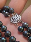 Vintage Black/peacock Cultered Pearl 14k White Gold 2 Strand Necklace 20 Inch — photo 6
