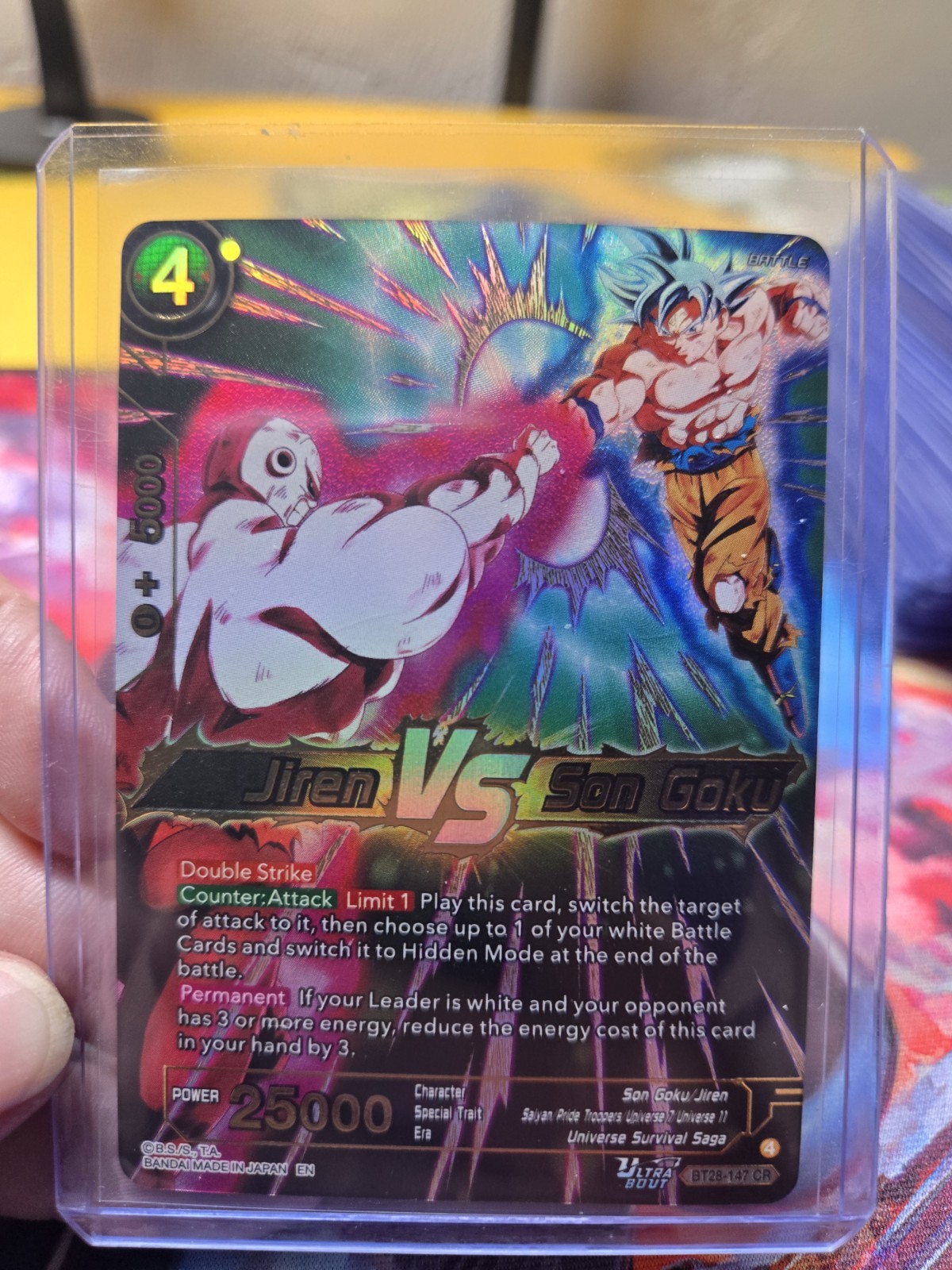 Jiren VS Son Goku BT28-147 Dragon Ball Super Prismatic Clash trading card — raw and PSA graded price guide