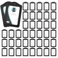 50 Pcs ID Card Badge Holder PU Leather Badge Protector Vertical Work Name Bad...