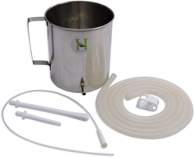 Stainless Steel Enema Bucket 1.5 Quart, Ideal for Home Coffee Enema with Platinu