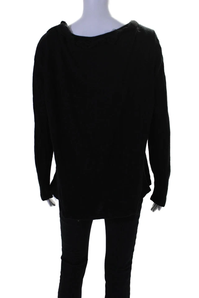 Suéter feminino Pamela Dennis gola V manga comprida enfeite de miçangas preto tamanho XL - Imagem 3 de 4