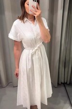ZARA NWT WOMAN £79 EMBROIDERED EYELET DRESS ZW COLLECTION WHITE Size M  7977/112