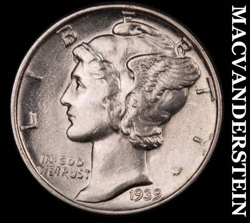 1939 Silver Mercury Dime - Scarce  High Grade  Lustrous  No Reserve  #M564