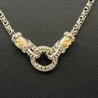 Barbara Bixby Necklace 18" VTG Clover Ring Display 18k Gold & Sterling Silver