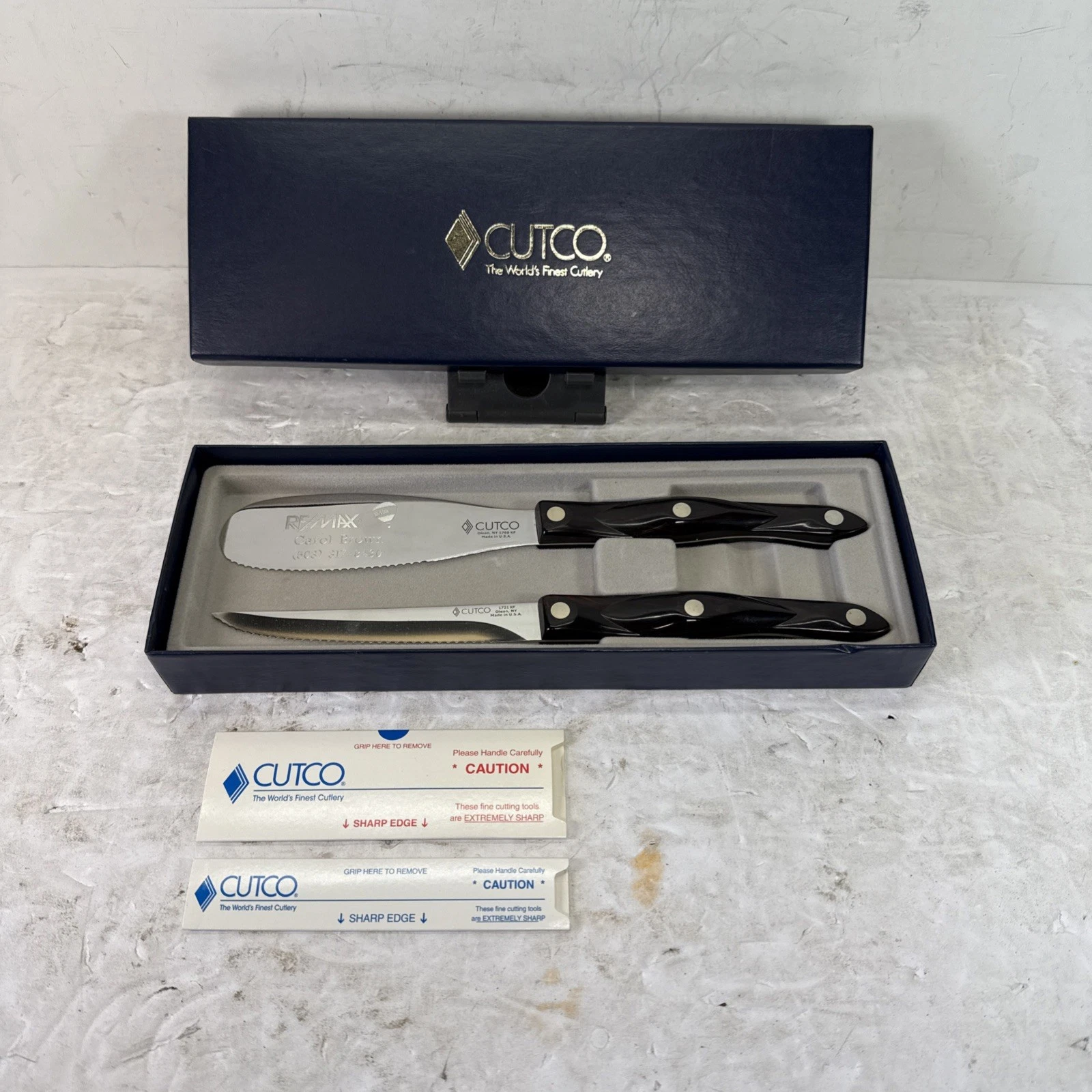 Cutco Club Mates 1822 Gift Box Dark Brown Spreader 1768 & Trimmer 1721 *engraved
Opens in a new wind