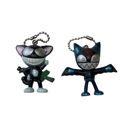 Cyborg Kuro-chan PVC Keychain Figure Lot #4 #6 Japan Anime Gashapon Rare VTG