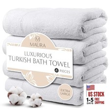 Extra Large Turkish Cotton Luxury Bath Towels Set of Bath Towel (4-Pack) White