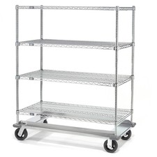 Nexel E-Z Adjust Wire Shelf Truck with Dolly Base 48x18x70 1600 Lb. Cap.