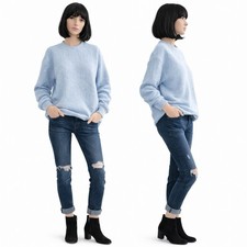 Vintage 80s Sky Blue Aztec Knit Crew Neck Sweater Shirt Sweatshirt Sz S