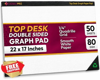 CADMUSPRO 22x17 Graph Paper Pad 1/4 Inch Grid 50 Sheets
