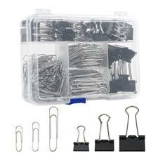 340 Piece Binder Clips and Jumbo Paper Clips Set with Storage Organizer Case