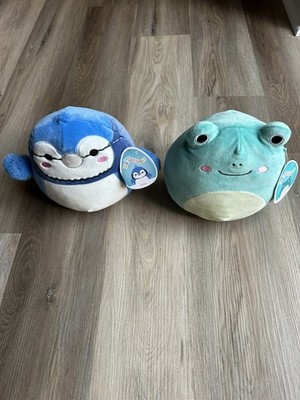 Squishmallows Lot of 2 Babs & Ludwig 8  Blue Jay & Green Frog Bird Plush Animal