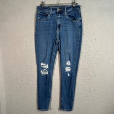 Levis 721 High Rise Skinny Ankle Jeans Womens Size 27 Distressed Denim Blue