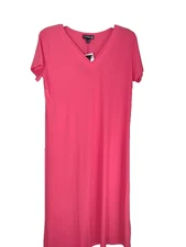 Antthony Original Women's Solid Short Sleeve Stretch Knit Midi Dress Orange NWT!