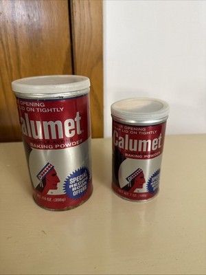 Vintage Calumet Empty Tin Baking Soda Cans With Lids Set Of 2