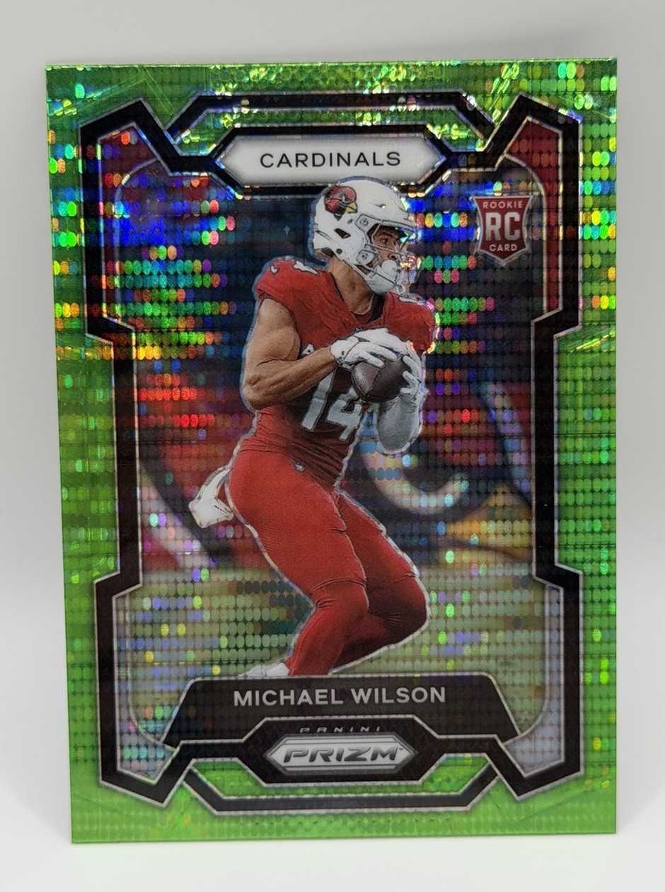 2023 Panini Prizm - Rookies Michael Wilson #303 Neon Green Pulsar Prizm (RC)