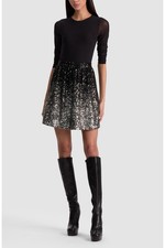 NWT ALICE + OLIVIA Chara Embellished Mini Dress Sz 2 Sequins Formal Luxury $595