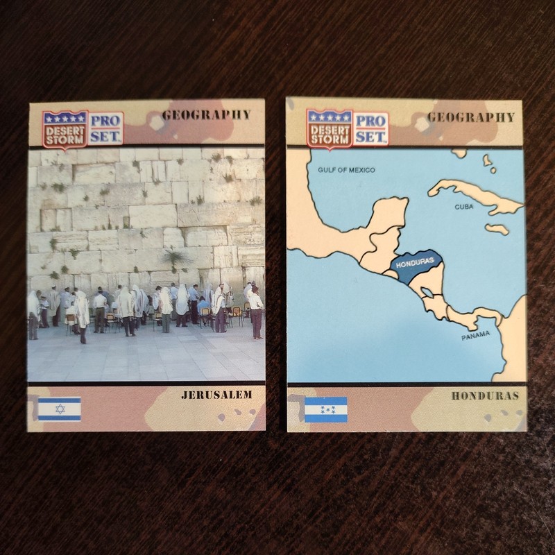 1991 Pro Set Desert Storm Card #29 JERUSALEM & #21 REPUBLIC OF HONDURAS
