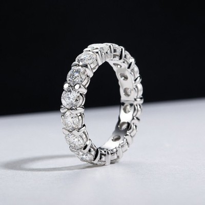 Round Cut 5cttw D Color Lab Created Moissanite Eternity Ring 925 Sterling Silver