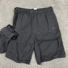 Nike Sportswear Tech Pack Woven Cargo Shorts Mens M Black W/ Bag Lightweight