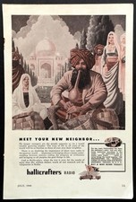1944 Hallicrafters Radio duo tone Ad Taj Mahal Persian Temple
