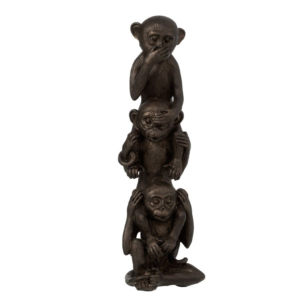Singe l'un sur l'autre statuette déco 33cm marron figurine animaux