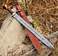 ⚔️ Hand-Forged Damascus Steel Medieval Arming Sword | Full Tang | Brass Guard