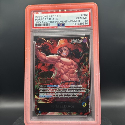 #ad 2024 One Piece 2nd Anniversary Tournament Winner Portgas D. Ace #002 PSA 10 $200.00