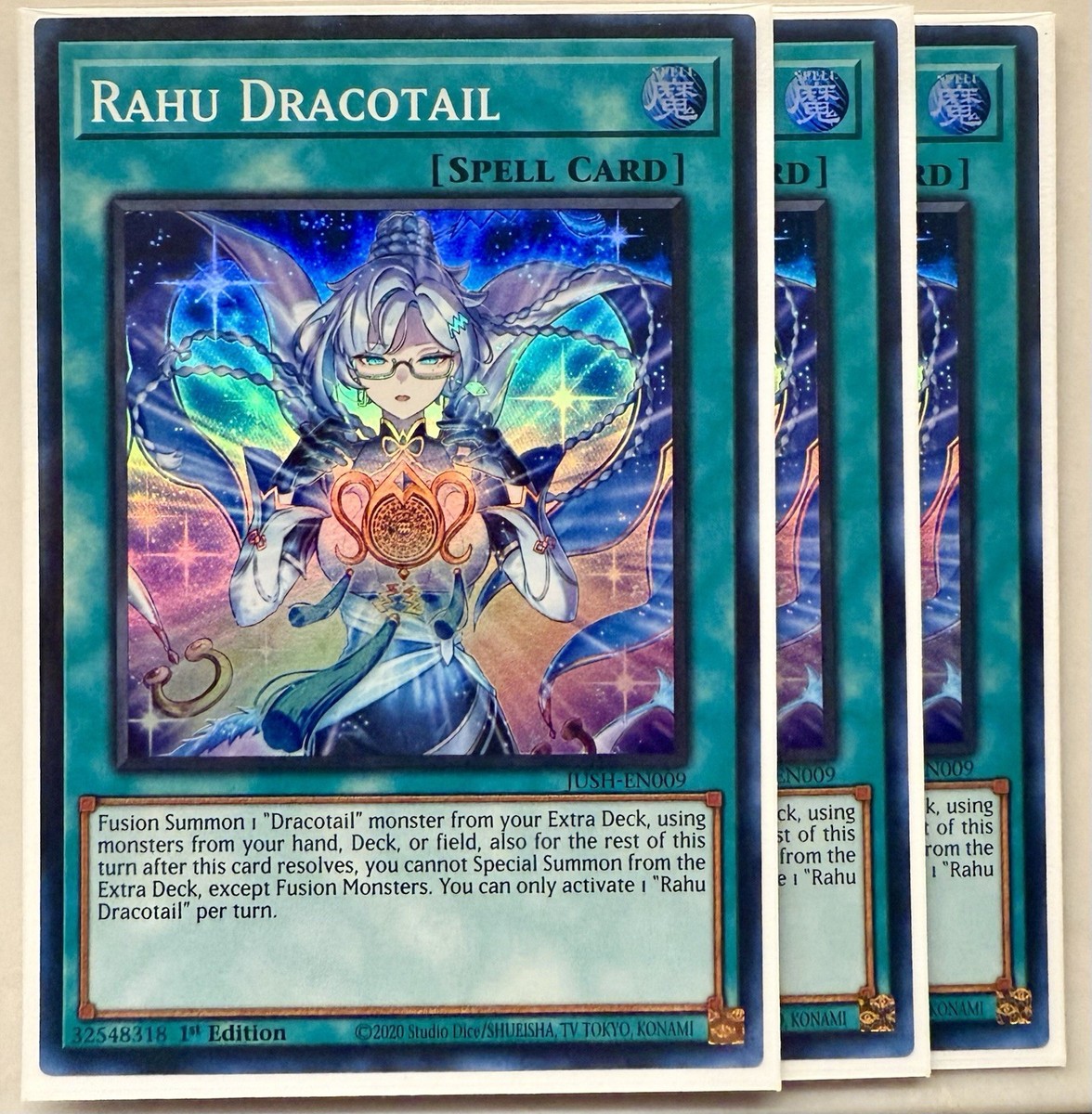 Yugioh! 3x Rahu Dracotail JUSH-EN009 Super Rare 1st Ed NM | eBay