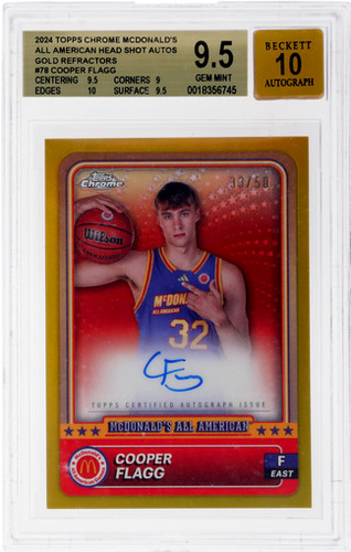 Cooper Flagg [Gold Head Shot Autograph Refractor] #78 2024 Topps Chrome McDonald’s All American card