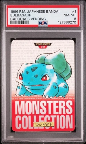 PSA 8 Bulbasaur 1 Bandai Carddass Vending Pokemon Japanese 1996