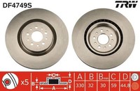 2 X Bremsscheibe TRW DF4749S FüR Alfa Romeo GT 147