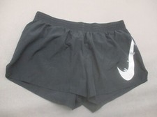 NIKE DRI-FIT Size L Womens Black Stretch Waist Lined Athletic Running Shorts 367