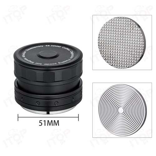 Coffee Espresso Tamper 51-58mm Black/Silver Replaceable Waffle or Ripple Base - Picture 21 of 29