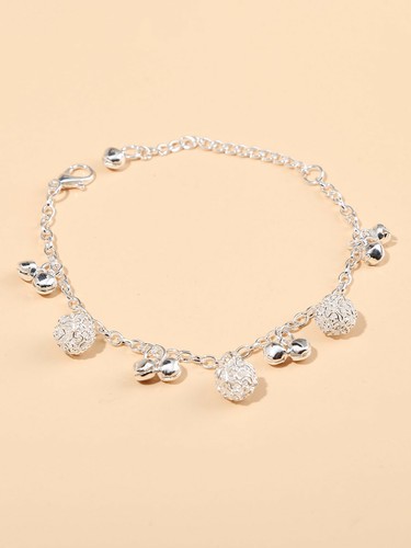 Bracciale Charm Catena con Ciondolo a Campanella Charm Argento Bigiotteria Donna - Foto 2 di 2