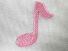 Two Single Musical Pink Note Iron On Patch 1.5 Inch Left