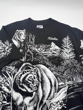 VTG 94 Nancy Blauers Harlequin Shirt L Black Double Sided Single Stitch Bears