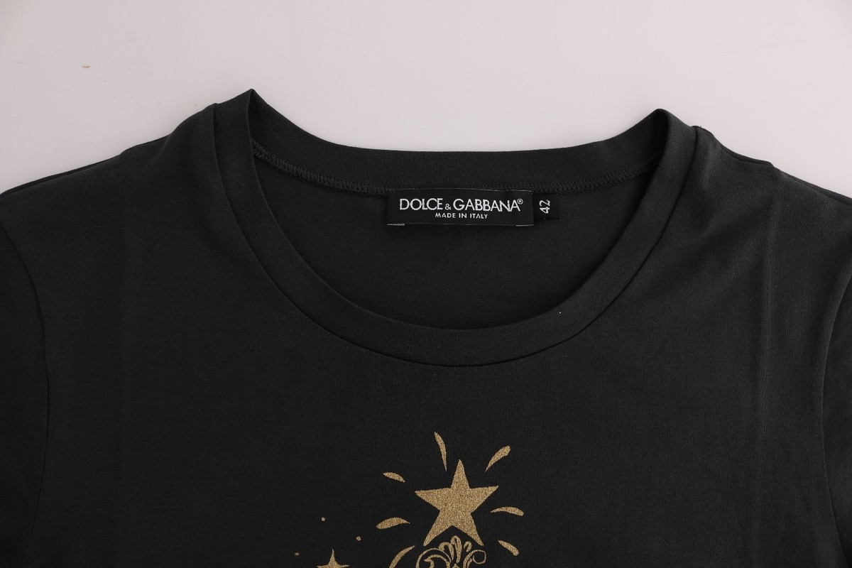DOLCE & GABBANA シチリア クラウン 刺繍 Tシャツ 【関税込】 DOLCE & GABBANA T-shirt Crewneck 2017 Motive Print Gray