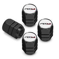 Gmc At4 In White On Black Hexagon Shape Aluminum Tire Valve Caps