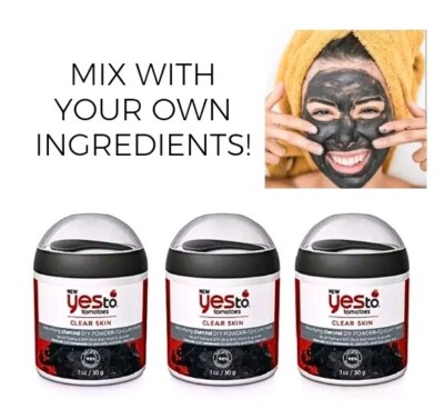 x3 Charcoal Face Masks Detoxifying DIY Powder to Clay Yes to Tomatoes Clear Skin