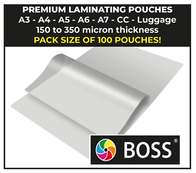 Laminierfolien GLANZ A3 A4 A5 A6 A7 Gepäck CC 150 bis 350 mic Packungen à 100 Stück