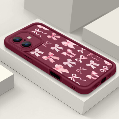 Bow Tie Siliocne Slim Phone Case For iPhone 14 15 16 Pro Max 16e 13 12 11 XS 8 7