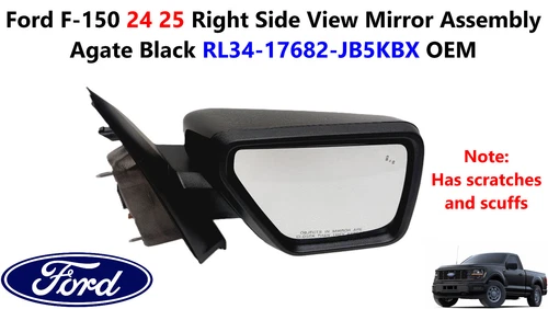 Ford F150 24 25 Right Side View Mirror Assembly Agate Black RL34-17682-JB5KBX
