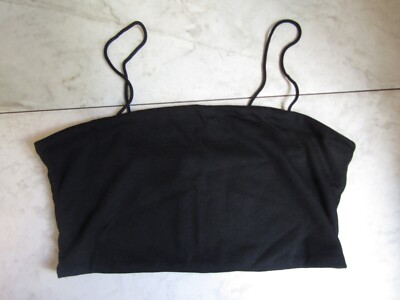 NWT Shein Picnic Top Black Strappy Cotton/Polyester Ribbed Women's Size 6