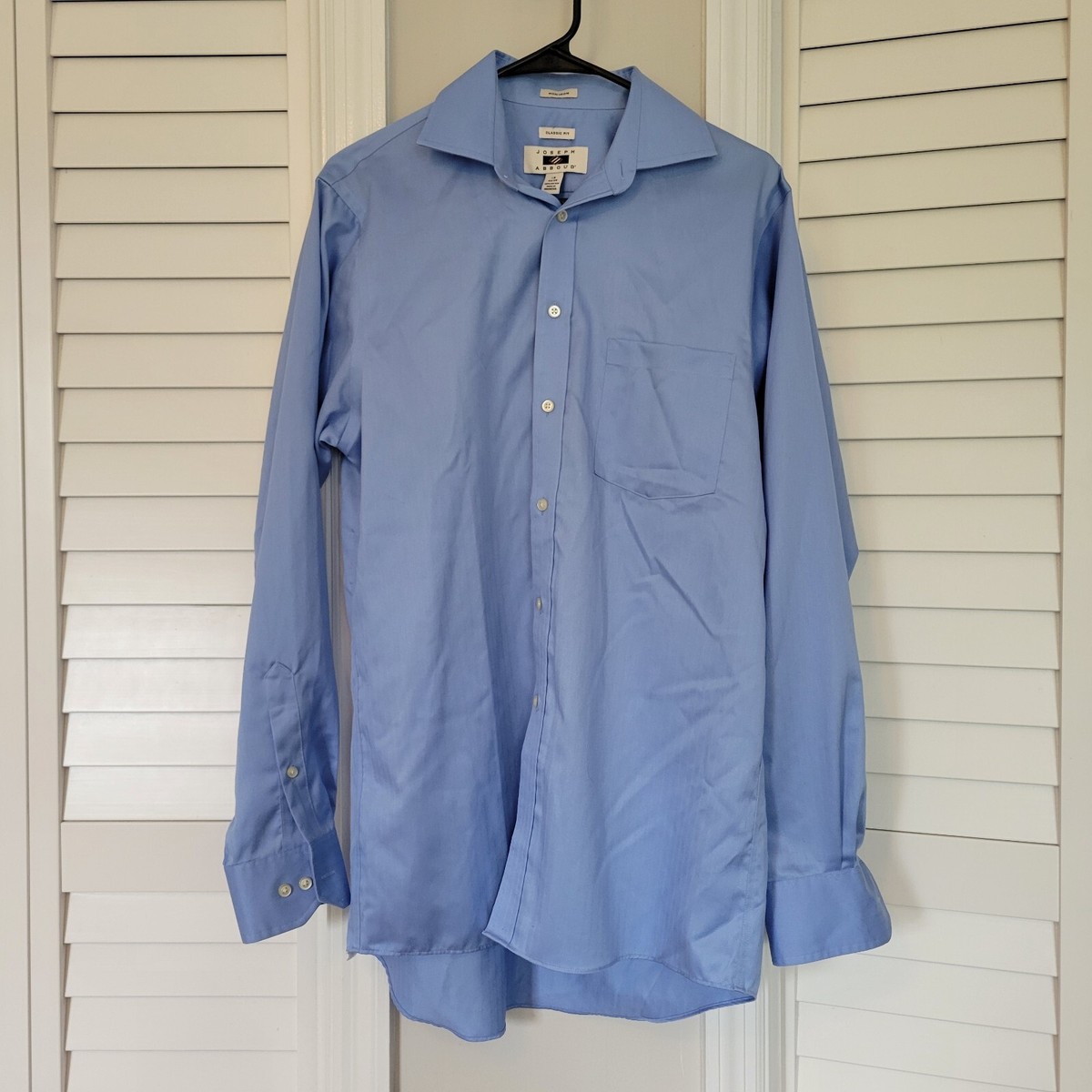 Joseph Abboud Dress Shirt 15 34/35 Blue Classic Fit 100% Cotton Non-Iron